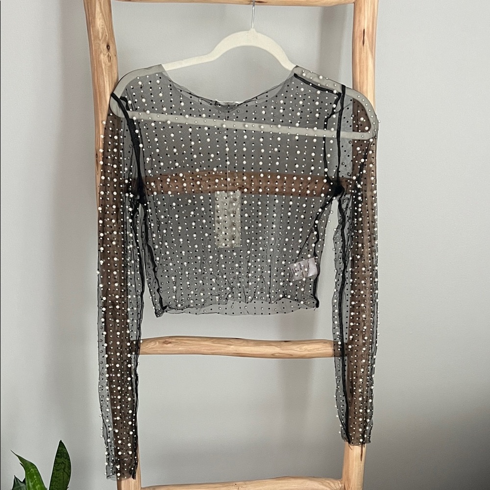 Sheer Black Beaded Top